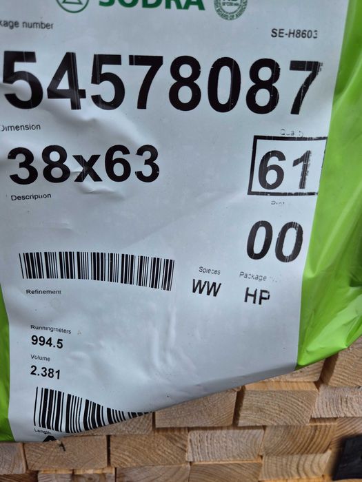 Łaty suche, strugane 38x63mm/34x45/45x45, skandynawskie!!!