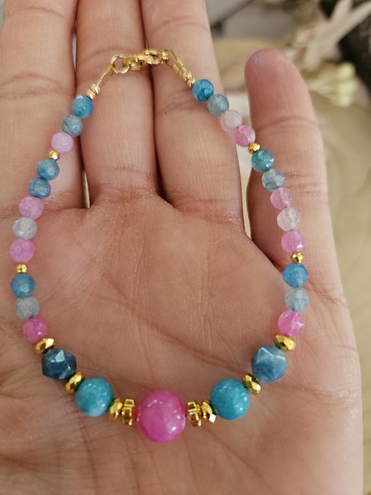 Bransoletka kamienie naturalne Jadeit Agat Hematyt