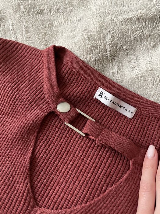 Sweter różowy Szachownica