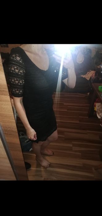 Koronkowa sukienka czarna h&m s/m