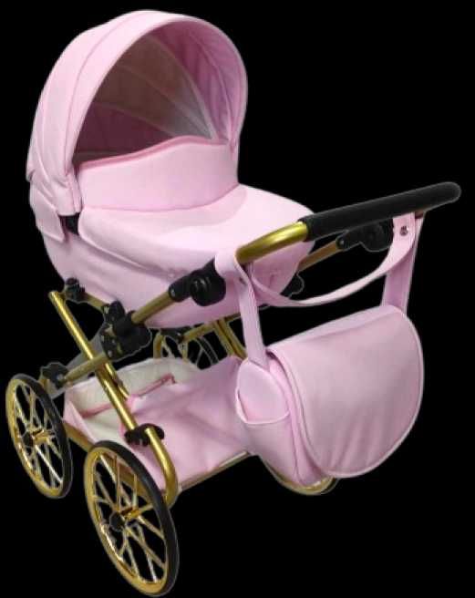 Wózek dla lalek lalki głęboki duży retro złoty stelaż Jackmar