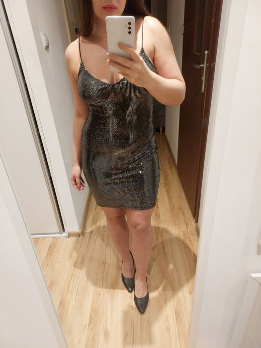 Srebrna sukienka h&m 36