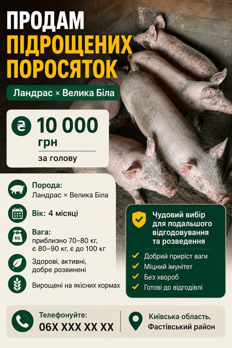 Продам підрощених поросяток