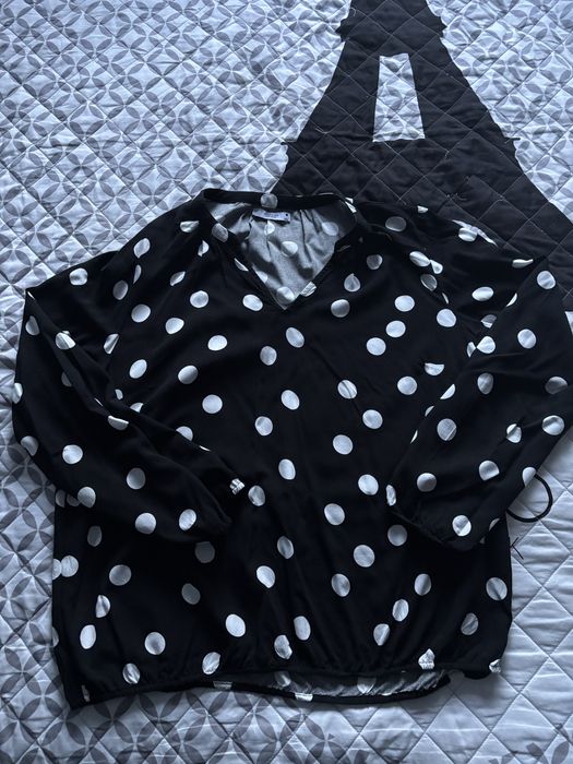 Czarna koszula w biale grochy reserved rozmiar XXL