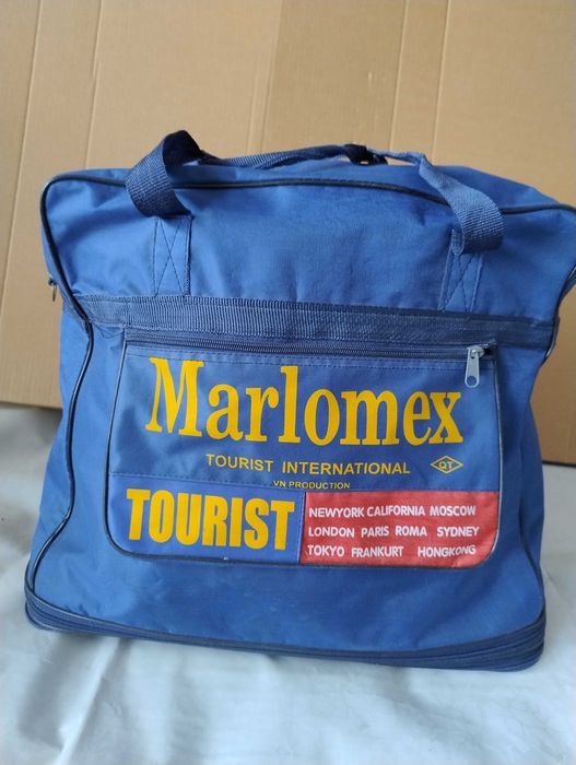 Torba torebka czarna podróżna sportowa lekka niebieska i czarna