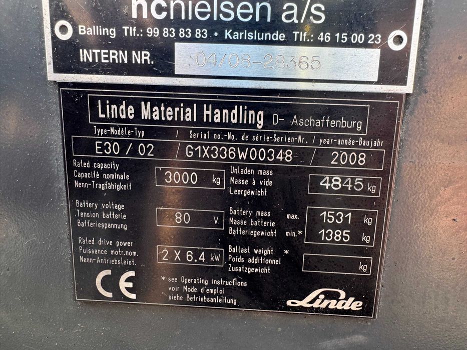Wózek widłowy elektryczny Linde E30/02