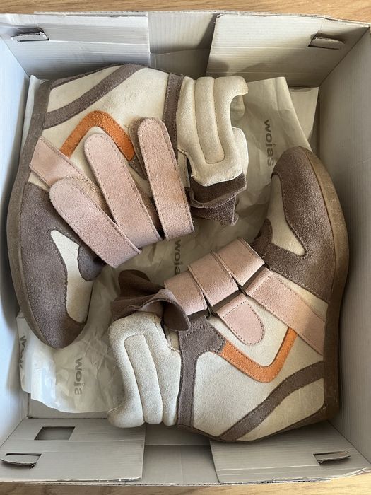 Sneakersy ze skóry na koturnie NOWE