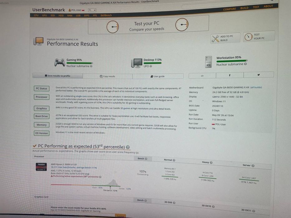 Pc gamingowy Rtx 4070 Amd ryzen 5 7600x