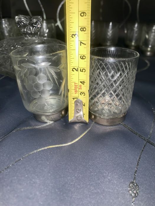 Графин  рюмки конфетница солянка хрусталь  мельхиор