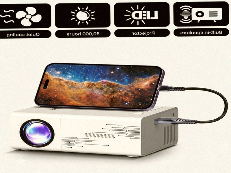 Projetor Portátil para Casa, Escritório e Festa — Smartphone e Tablet