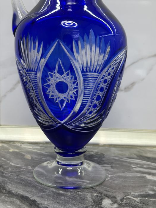 Вінтажний кувшин графин з синього скла Стрий