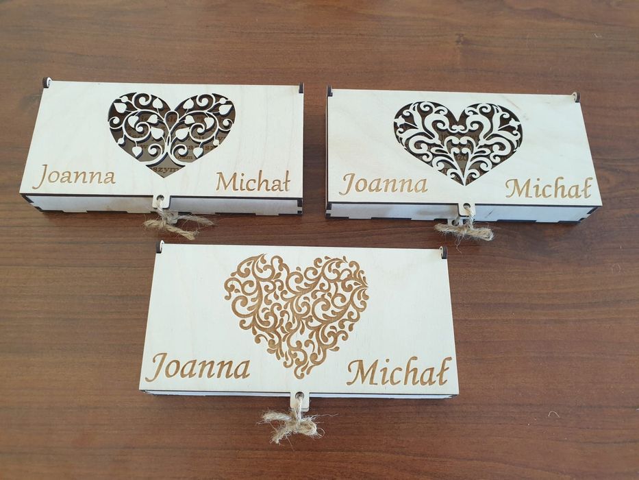 Pudełko drewniane na pieniądze ślub wesele prezent