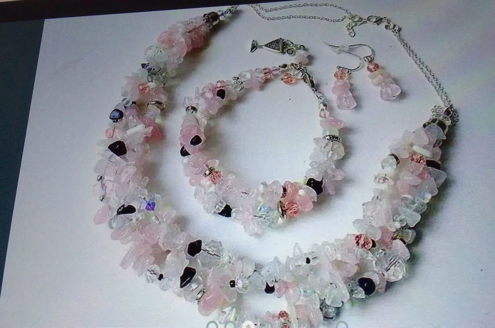 Okazały komplet ładne naturalne Koral Cytryna Kwarc