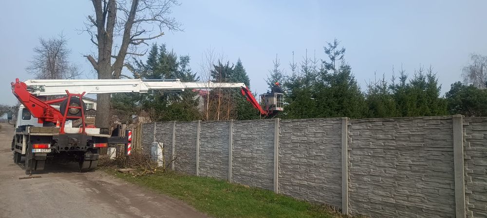 Podnośnik koszowy Odśnieżanie dachów zwyżka Wycinka drzew rębakowanie