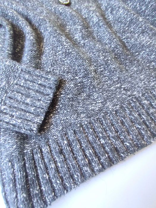 Sweter golf H&M S/M – alpaka wełna, melanżowy szary, casual