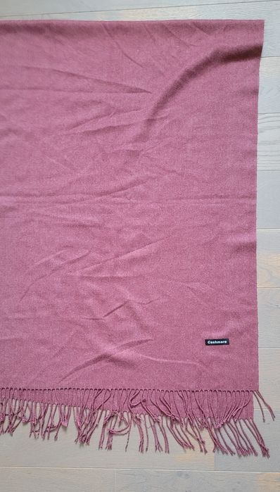 Шарф широкий палантин кашемировый цвет бордо марсала размер 190 х 66 с