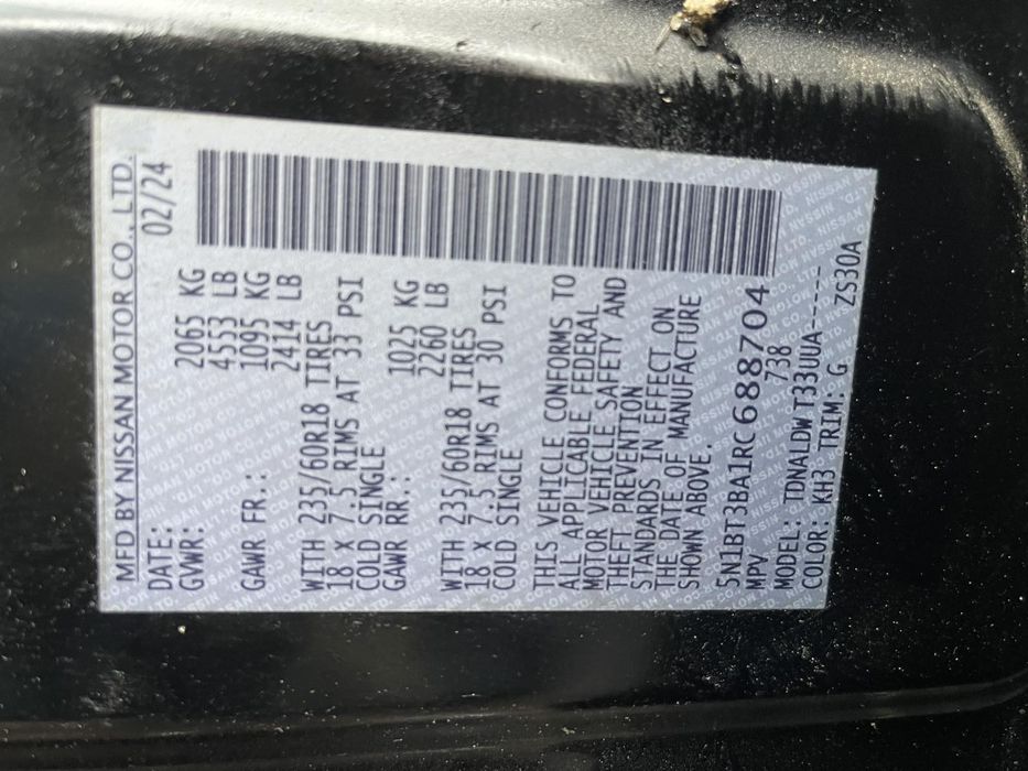Разборка Nissan Rogue T 33 24г KH 3 ,1,5 TURBO бампер капот дверь ляда