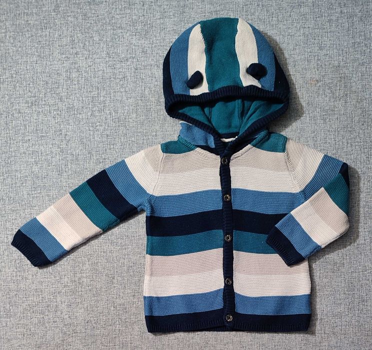 Sweterek rozpinany z kapturem, rozmiar 74/80 cm