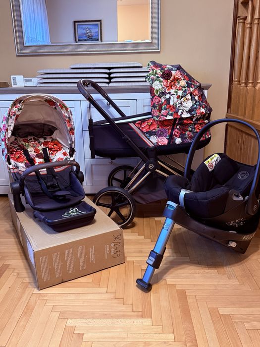 Cybex Priam zestaw 3w1 + baza samochodowa I Spring Blossom I stan bardzo dobry