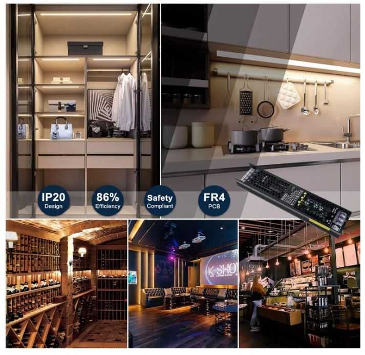 Zasilacz z 230V AC do  12V DC 100W ściemniany REYLAX