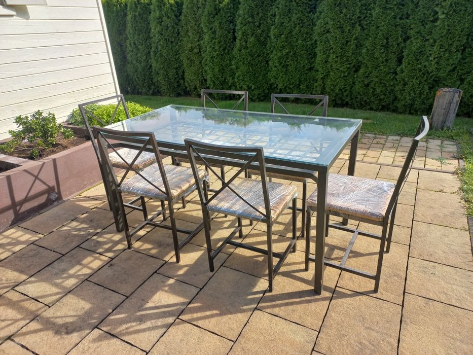 Stół + 6 krzeseł metalowe ikea granas