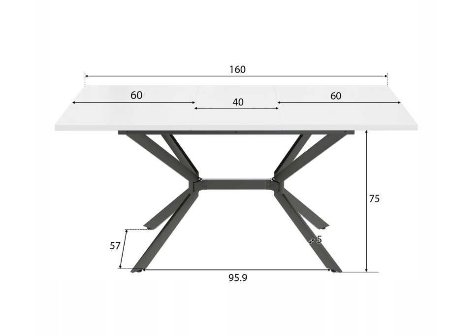 Biały rozkładany stół do jadalni 120/160*80cm