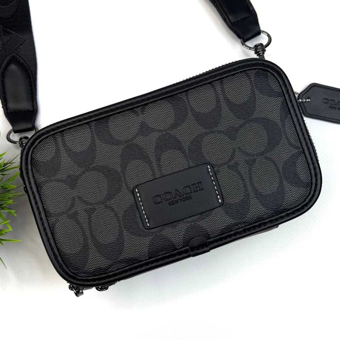 Сумка Coach New York чоловіча через плече, месенджер чорний, Коач, Коуч шкіряна черная, мужская