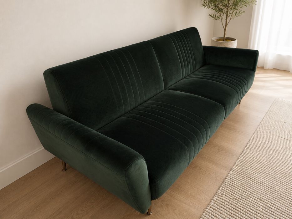Vendo sofá-cama verde escuro em veludo