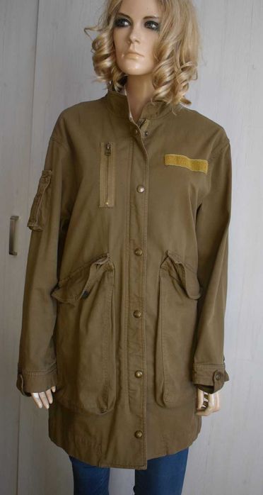 Kurtka przejściowa 40 L bawełniana parka Zara wojskowa długa płaszcz
