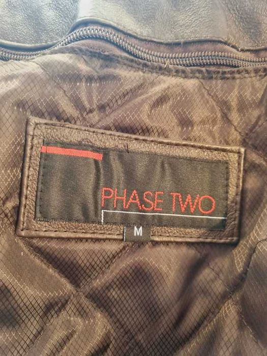 Męska skórzana kurtka ocieplana brązowa zimowa z kapturem rozmiar M