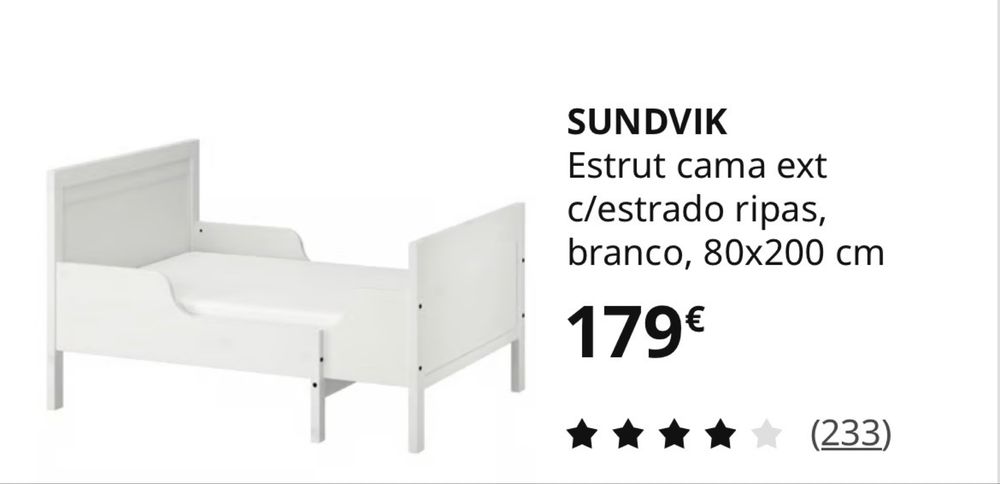 2 Camas extensíveis ikea SUNDVIK com estrado e colchão