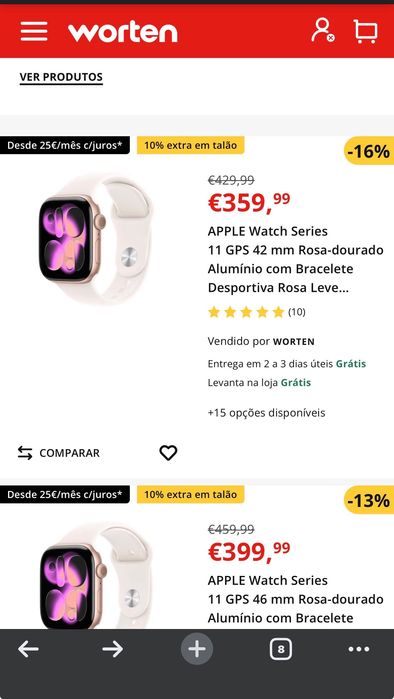 APPLE Watch Series 11 GPS 42 mm Rosa-dourado Alumínio