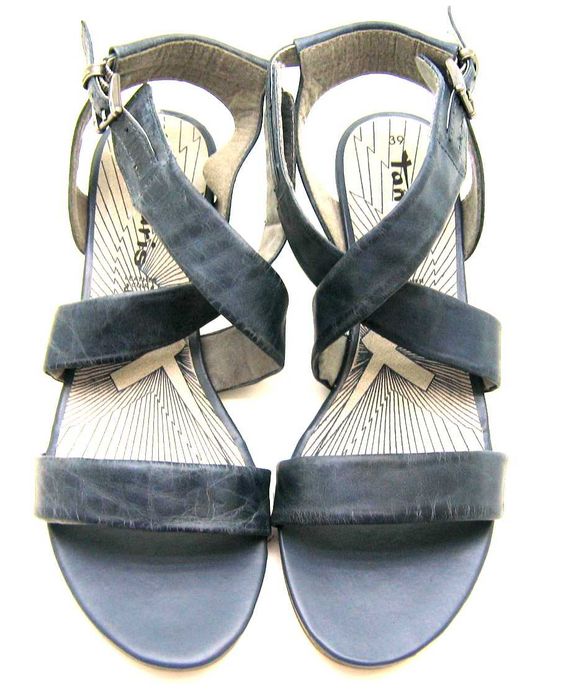 TAMARIS Sandały Damskie  NIEBIESKIE Skórzane  Klasyczne 39