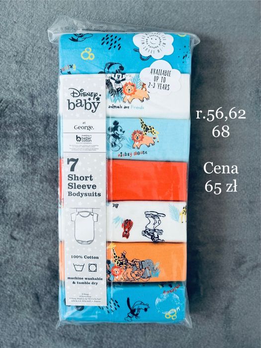 Body krótki rękaw Mickey 7-pak, rozm 56,62,68