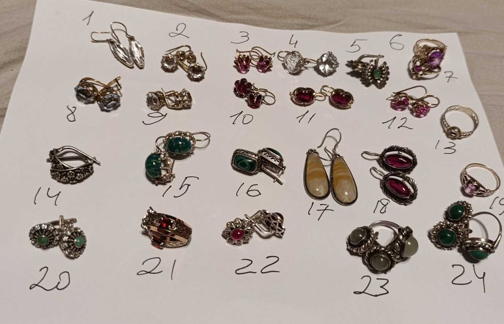 Серьги серебро СССР 875 ,916 , 925  проба