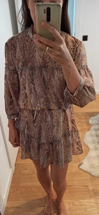 Sukienka Boho oversize Reserved zwierzęcy print