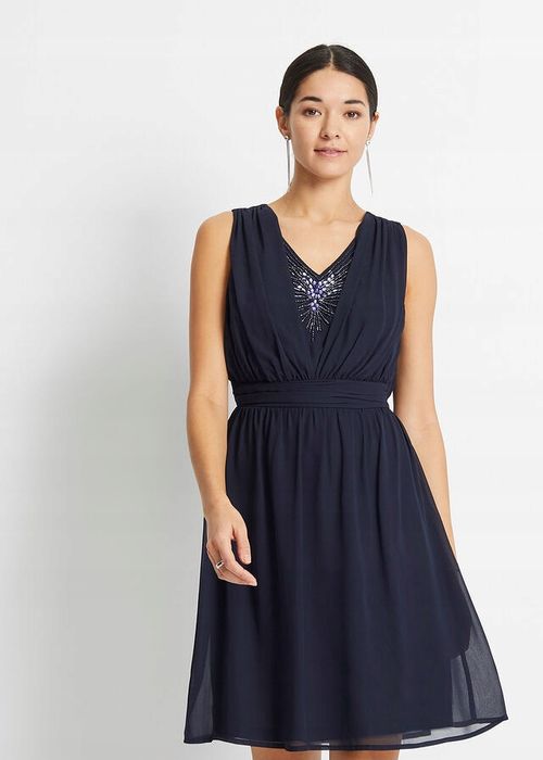 B.P.C sukienka szyfonowa z aplikacją granat 42