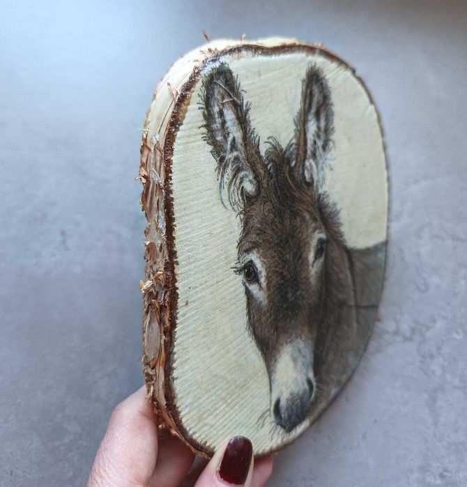 Obrazek malowany na drewnie