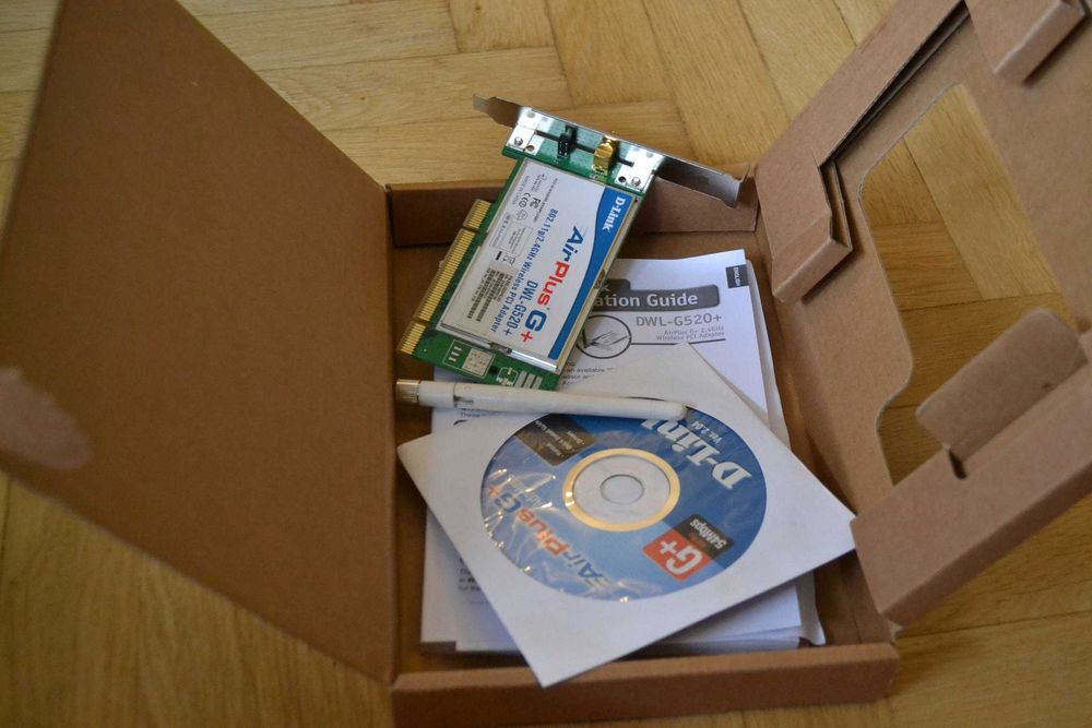 karta WIFI PCI wireless card D-LINK DWL-G520+ pudełko sterowniki