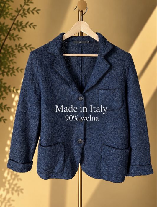Granatowa marynarka z wełny moheru rozmiar 40 L made in Italy