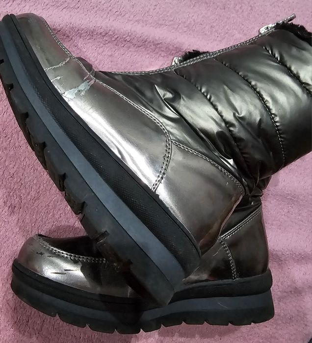 Kozaki ocieplane śniegowce kożuszek metaliczne r. 31