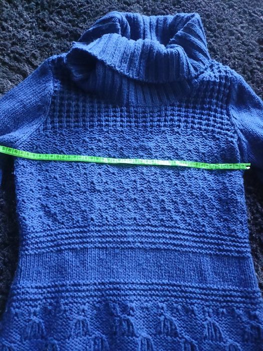 Sweter tunika ciepła granatowa 36 / 38 sweterek długi