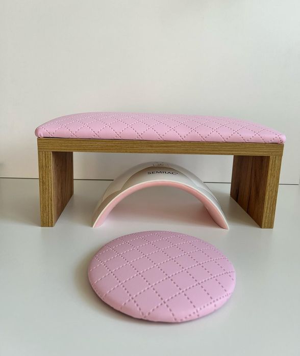 Podpórka do manicure paznokci pod dłoń. Komplet pudrowy róż pikowany