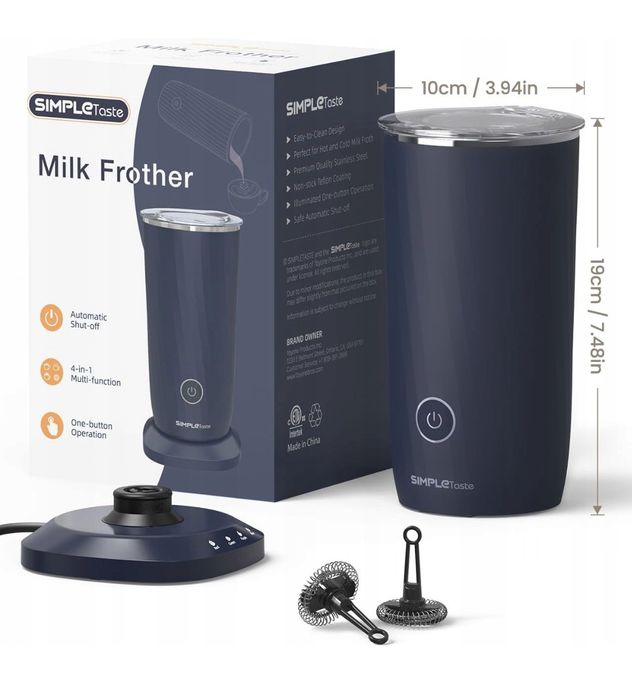 SimpleTaste 4-in-1 electric milk frother for latte, cappuc