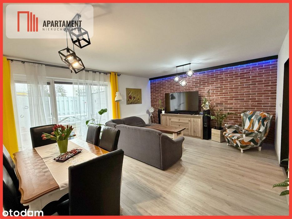 Nowoczesny dwupoziomowy segment z ogródkiem