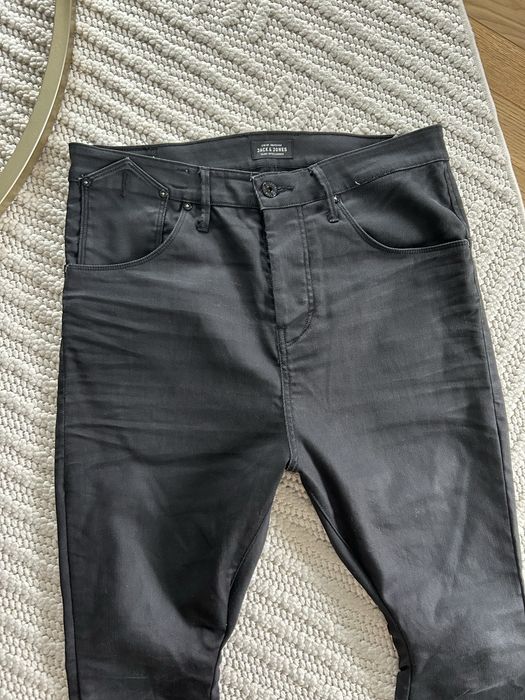 Jeansy męskie powlekane Jack & Jones woskowane czarne anti fit dan