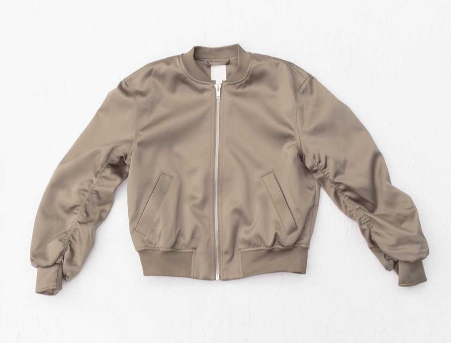 H&M krótka kurtka bomber bomberka M oliwkowa metalik