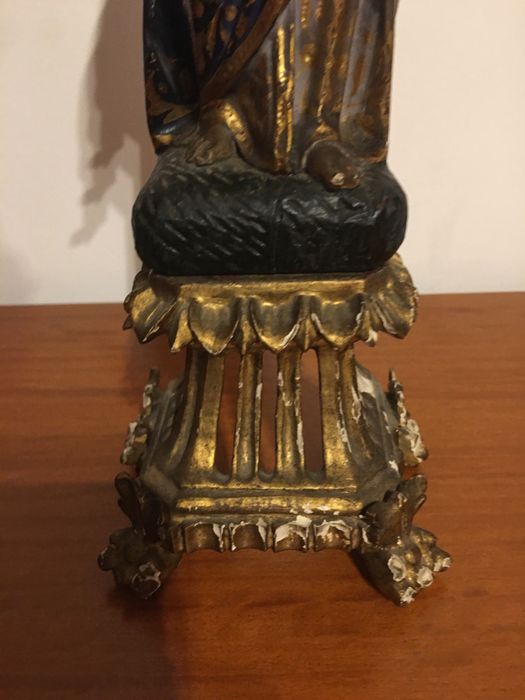 Santa antiga seculo XVVIII ou XIX com resplendor em prata