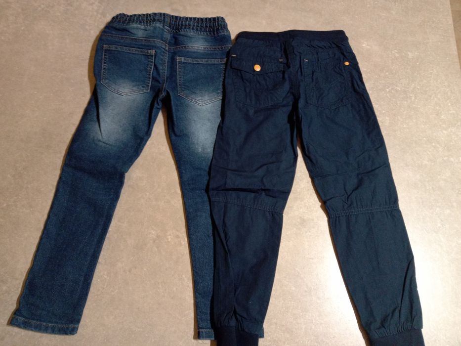 Zestaw spodni jeansy dresy 122