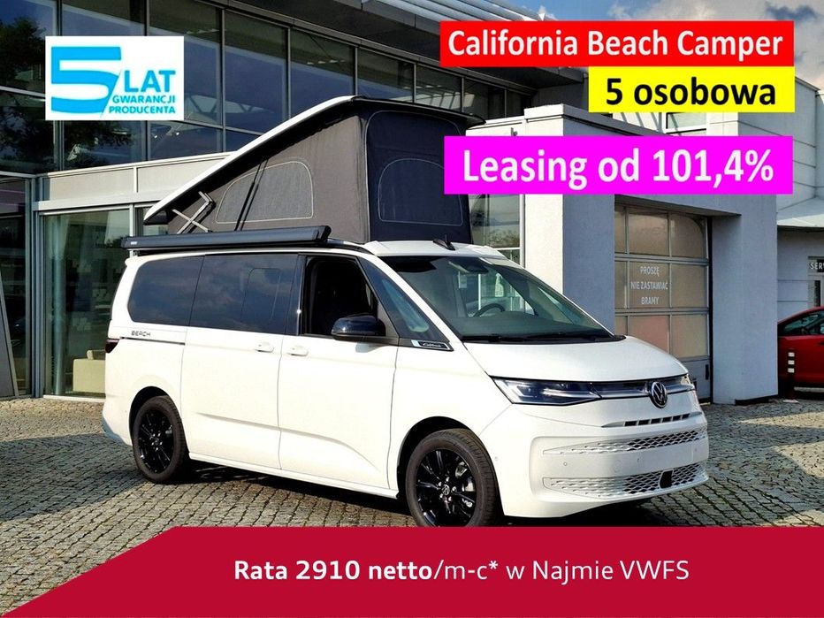 Volkswagen California Beach Camper  5 osobowa; hak holowniczy; kuchnia; aktywny tempomat; dostępny OD RĘKI